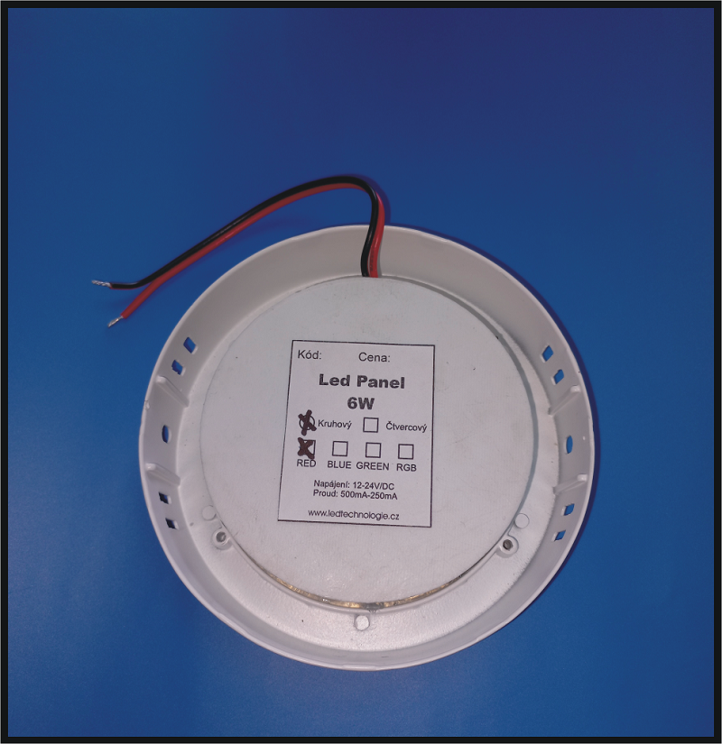 LED PANEL RUZ 6W / R115 mm 24V DC, DW - přisazený