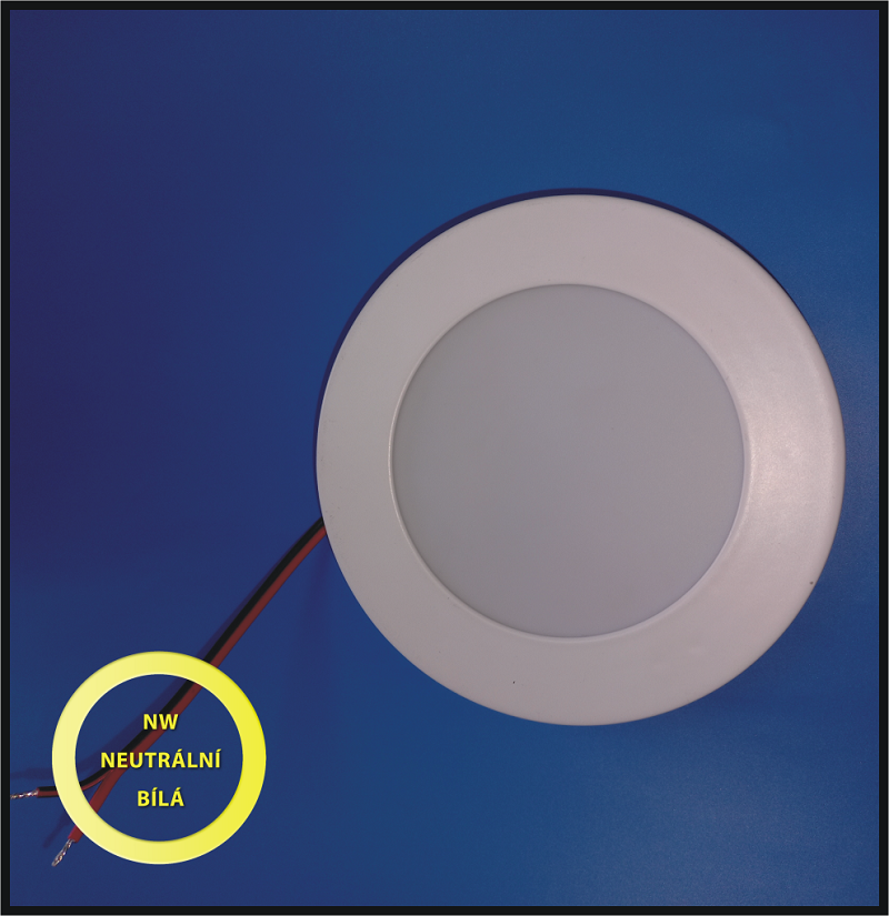LED PANEL RUZ 6W / R115 mm 24V DC, DW - přisazený