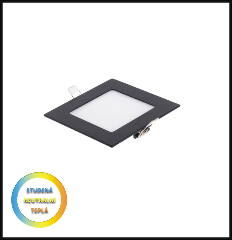 LED PANEL 6W / 120x120 mm - vestavný černý