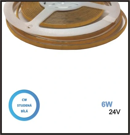 LED PÁSEK 24V, 6W, COB, STUDENÁ BÍLÁ