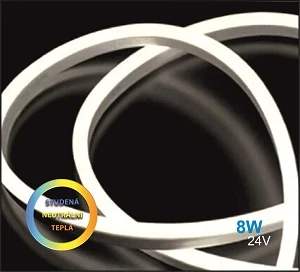 LED NEON 24V,8W, 10x10mm,CW/DW/WW, VODĚODOLNÝ