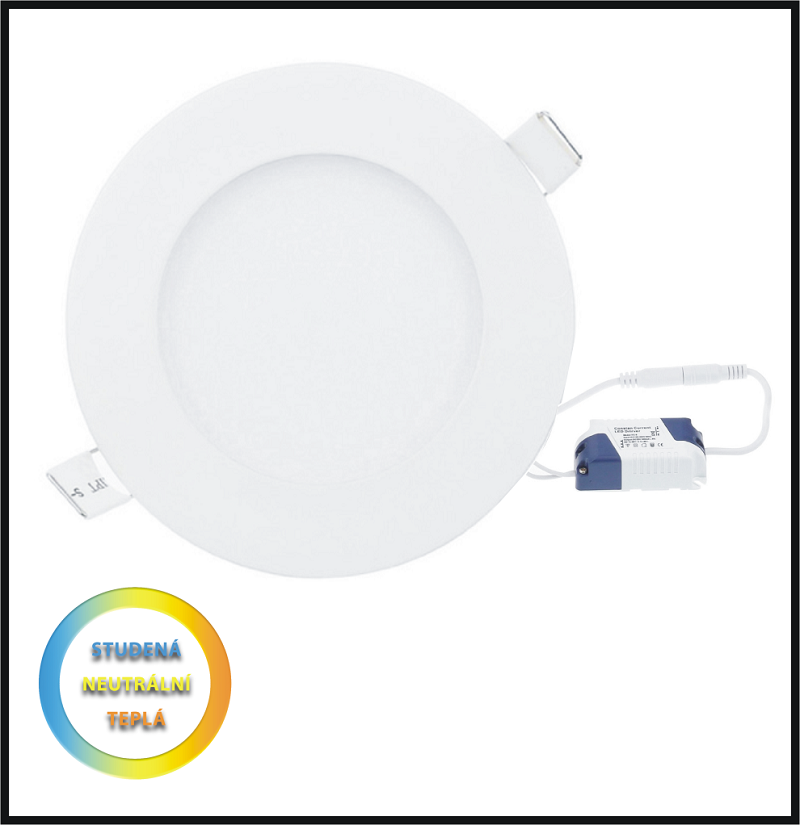 LED PANEL 12W / R170 mm - vestavný