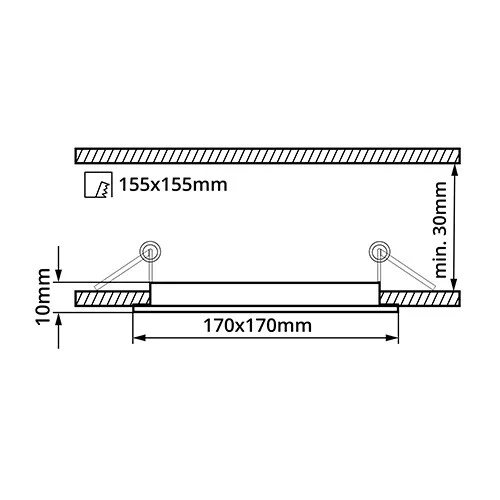 LED PANEL 12 W / 170x170 mm - vestavný černý