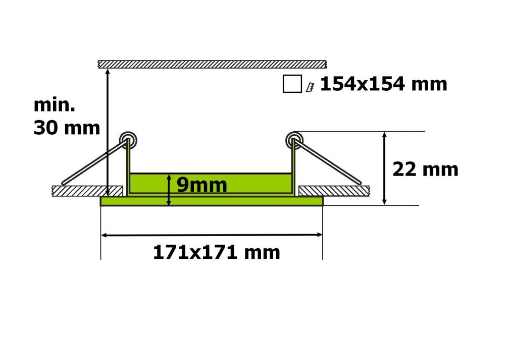 LED PANEL 12W / 170x170 mm - vestavný