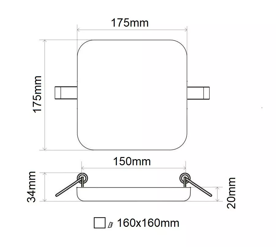LED panel 24W čtverec 175x175mm