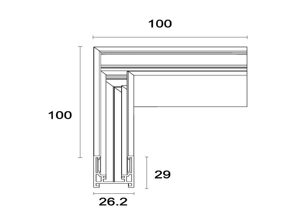 Line Corner L, vnitřní 90° rohová spojka