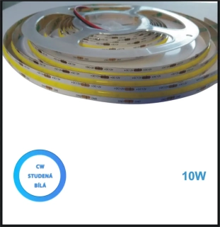 LED PÁSEK 12V, 10W, COB, STUDENÁ BÍLÁ