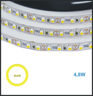 LED PÁSEK 12V, 4,8W, 60LED/m ŽLUTÝ - INTERIÉR