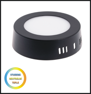 LED PANEL 18W / R220mm- přisazený- černý