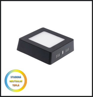LED PANEL 12W /170x170mm- přisazený- černý