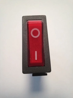 Vypínač kolébkový ON-OFF 1pol.15A 250V AC, červený, prosvětlený 230V