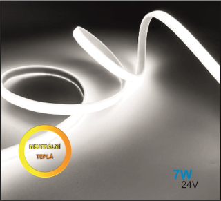 LED NEON 24V,7W, 12x6mm,DW/WW, VODĚODOLNÝ