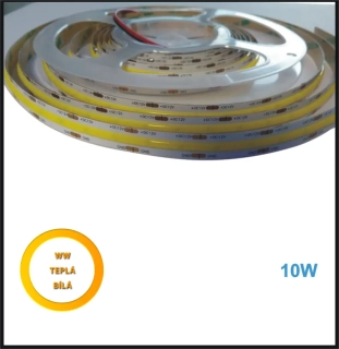LED PÁSEK 12V, 10W, COB, TEPLÁ BÍLÁ-PROFI